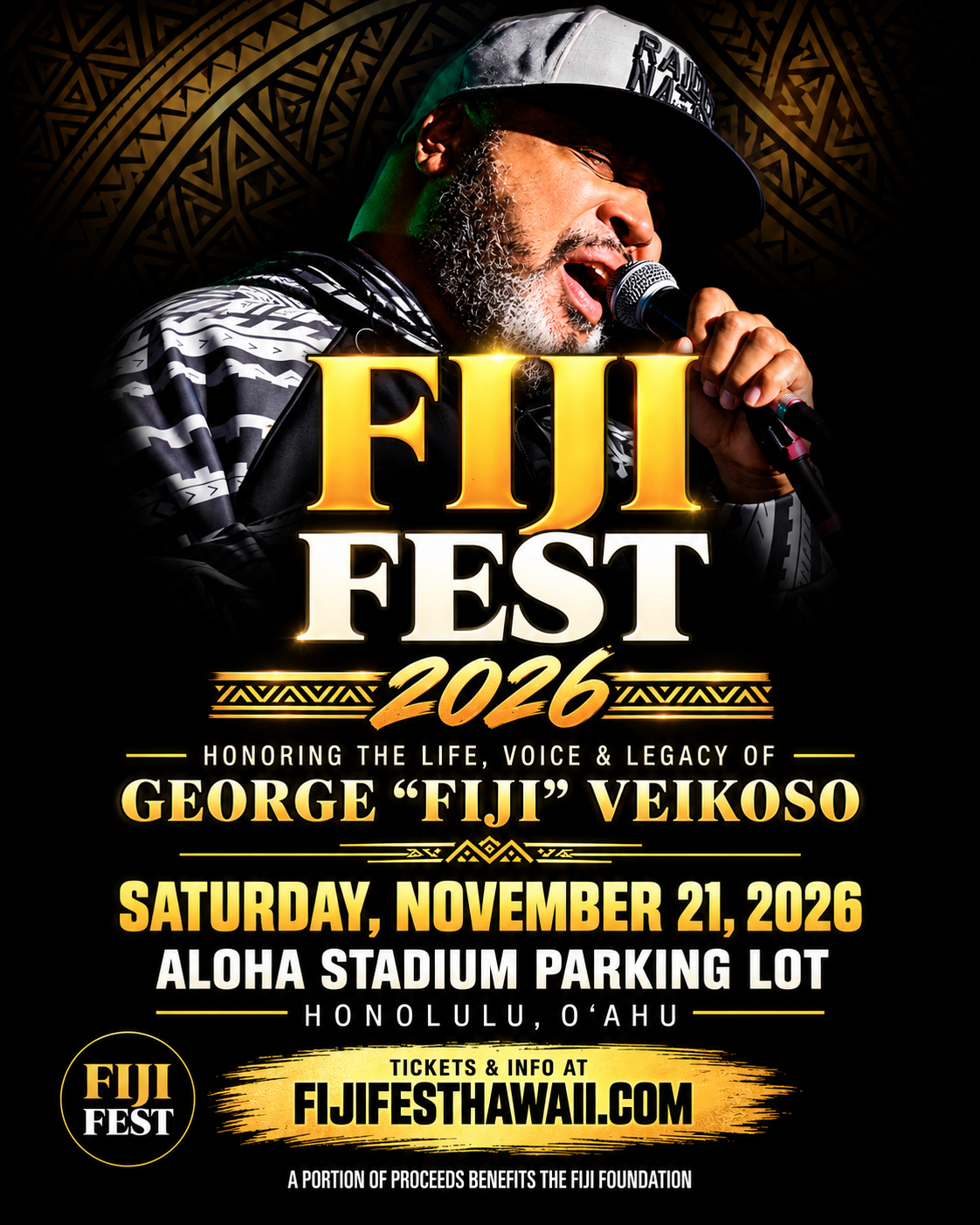 FIJI Fest 2026 concert poster honoring George “Fiji” Veikoso